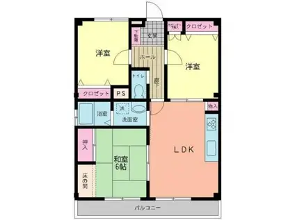 メゾングランティ(3LDK/2階)の間取り写真