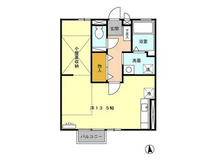 エクレールS(ワンルーム/2階)の間取り写真