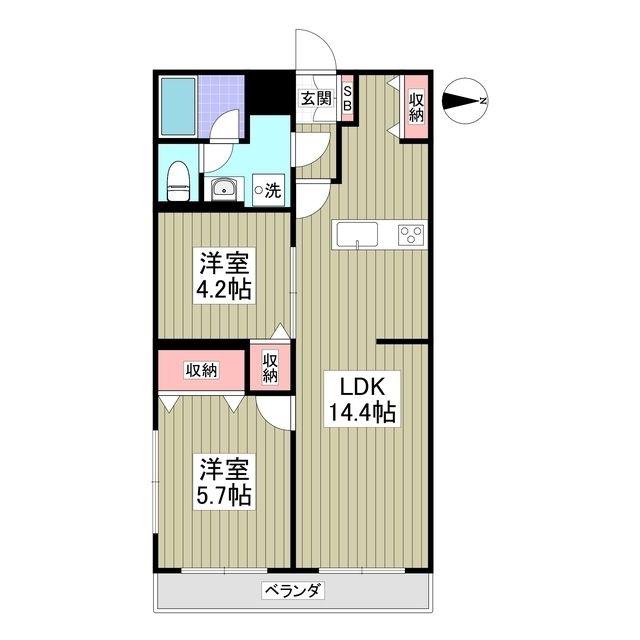 セントラルステージ(2LDK/2階)の間取り写真