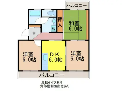 泉パレス(3DK/2階)の間取り写真