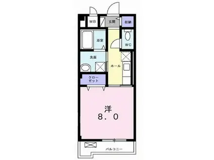 ヴェリテ ジョワ(1K/2階)の間取り写真