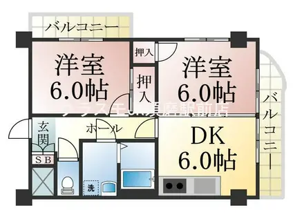 エムズコートII(2DK/1階)の間取り写真