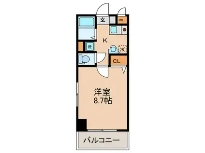 グローリーステージ博多(1K/2階)の間取り写真