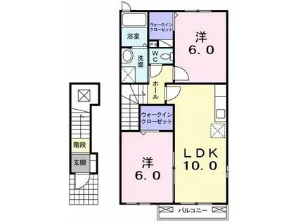 メディウムマレII(2LDK/2階)の間取り写真