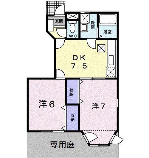 クレストール港(2DK/1階)の間取り写真