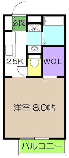 フローラル薊野V(1K/1階)の間取り写真