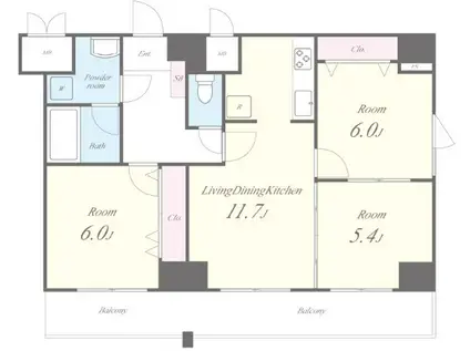 トレヴァンス梅田(3LDK/11階)の間取り写真