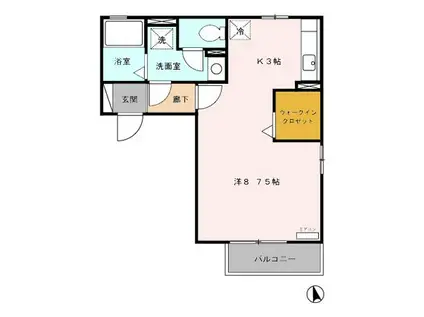 ラディカル(1K/2階)の間取り写真