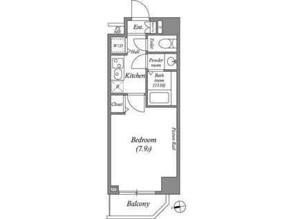 ルクレ上北沢ルネサンスコート(1K/3階)の間取り写真