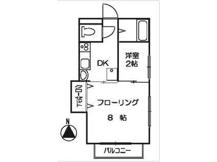 ミルキーウェイB(1DK/2階)の間取り写真