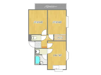 第二田中ハイツ(2DK/3階)の間取り写真