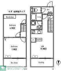 GRAN PASEO大崎戸越銀座I(2LDK/1階)の間取り写真