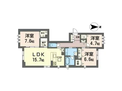 グラン シャンテ(3LDK/1階)の間取り写真