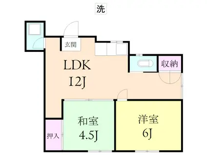 神谷ハイツ(2LDK/2階)の間取り写真