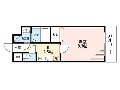 レインボーハイムII(1K/4階)の間取り写真