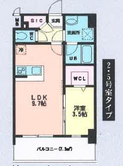 ルッシェ天神東 R棟(1LDK/4階)の間取り写真