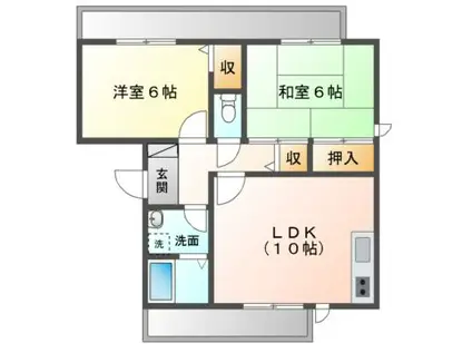 ソレーユ谷上(2LDK/2階)の間取り写真