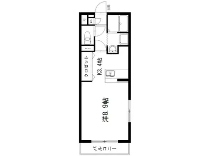 バロンウィズI・II(ワンルーム/2階)の間取り写真