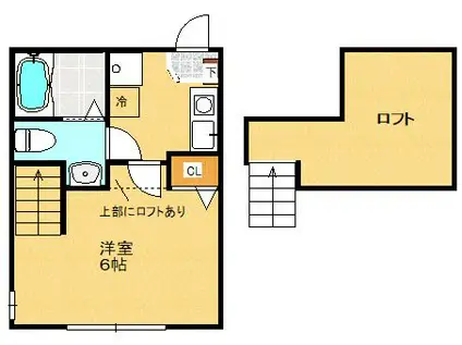 N-FLAT(1K/2階)の間取り写真