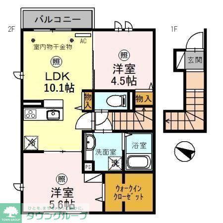 メゾンアイリス ココア(2LDK/2階)の間取り写真