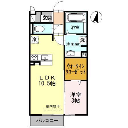 ベルメゾン荒川(1LDK/2階)の間取り写真