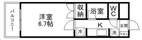 YS荒町(1K/2階)の間取り写真
