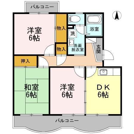 メゾンラフィネ(3DK/2階)の間取り写真