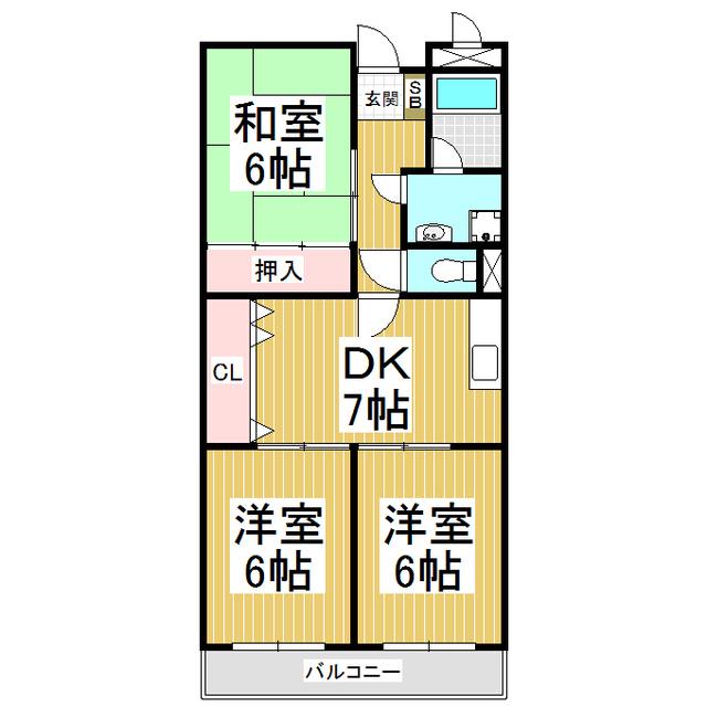 リンピア伊那(3DK/2階)の間取り写真