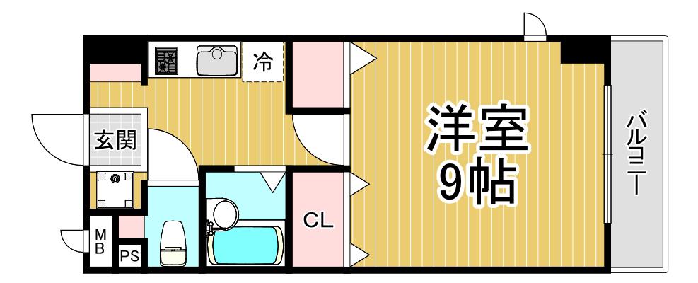 エストゥディオ甲子園口(1K/3階)の間取り写真
