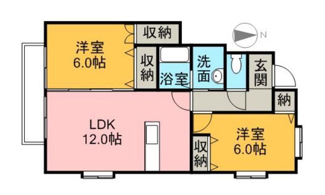 フォブールすみの(2LDK/1階)の間取り写真
