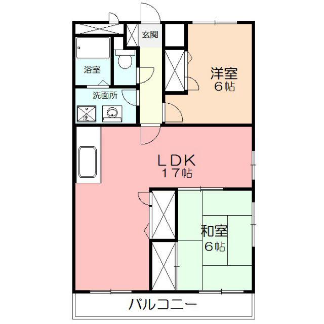 ソレイユ楠(2LDK/3階)の間取り写真