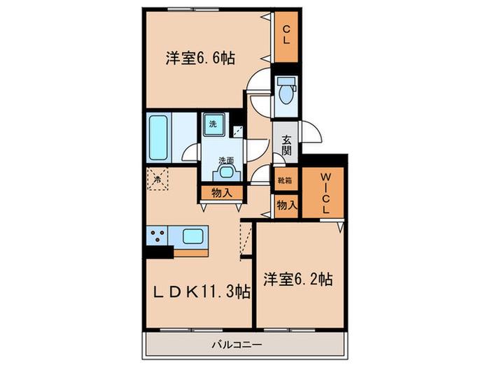 ディライト(2LDK/2階)の間取り写真