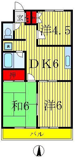 ルナマンション(3DK/2階)の間取り写真
