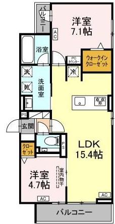セレスティア草薙町(2LDK/3階)の間取り写真
