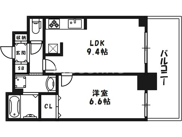 アデニウムタワー梅田(1LDK/8階)の間取り写真