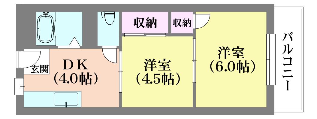 山の街サンクレバー(2DK/2階)の間取り写真