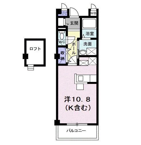 プリュジュール(ワンルーム/3階)の間取り写真