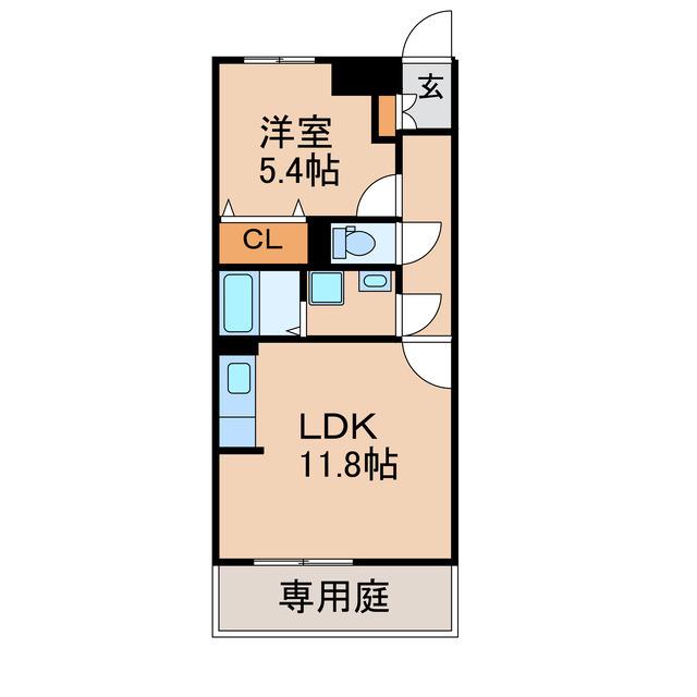 ESPRO白崎(1LDK/1階)の間取り写真