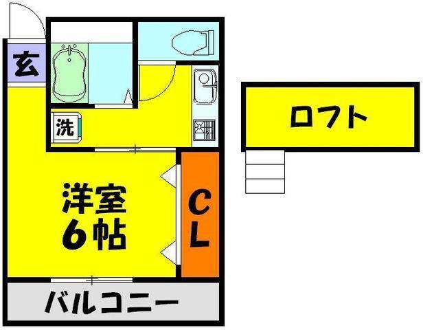 東武東上線 川越駅 徒歩6分 2階建 築23年(1K/2階)の間取り写真