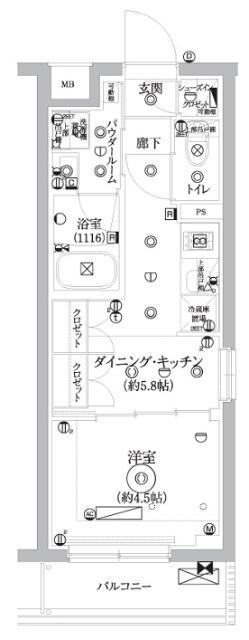 セジョリ千鳥町(1DK/2階)の間取り写真