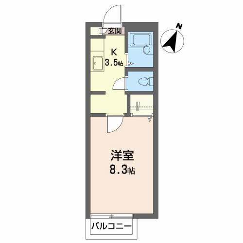 グリーンハイツA(1K/2階)の間取り写真