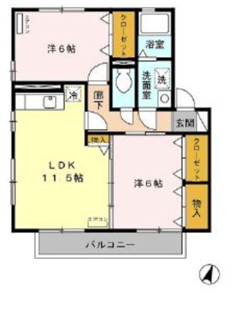 アドバンテージ南部(2LDK/1階)の間取り写真