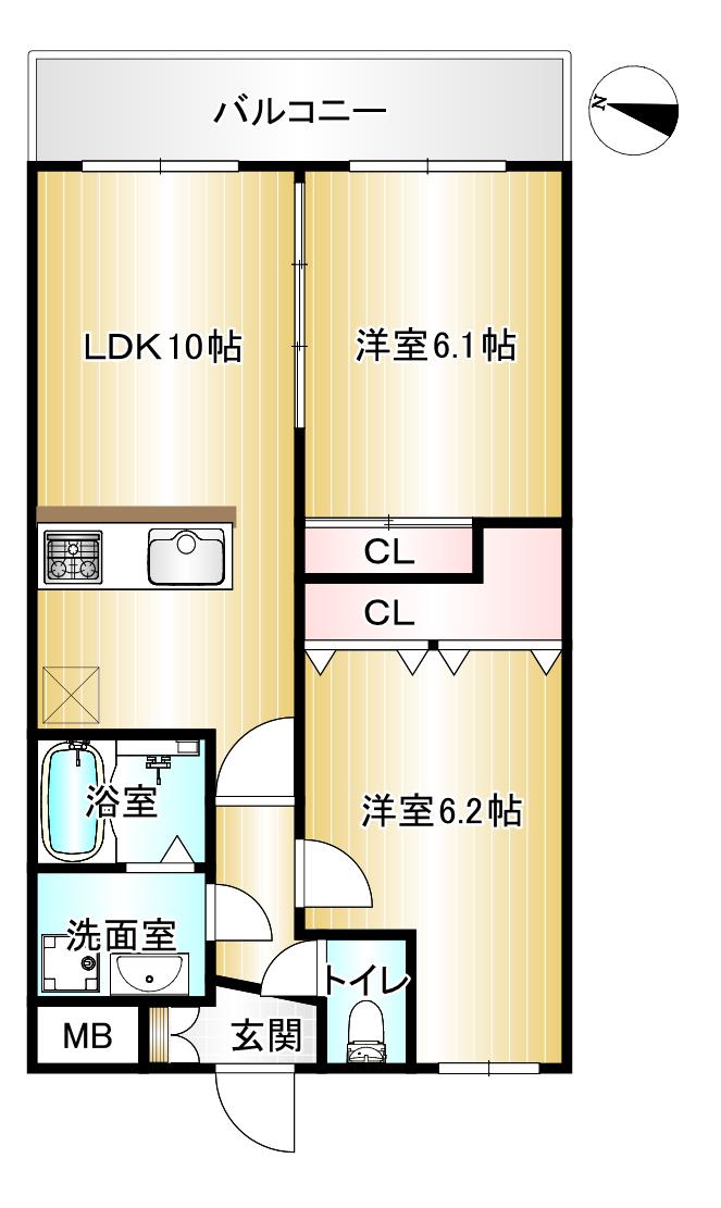 VORTEX SETA(2LDK/2階)の間取り写真