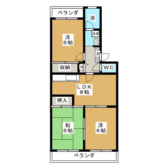 SUNCITY・HIKOTA Bー3(3DK/3階)の間取り写真