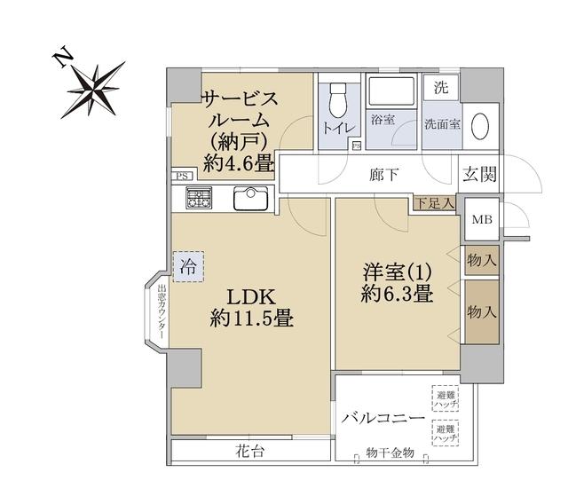 ライフショア湘南江の島(1SLDK/3階)の間取り写真