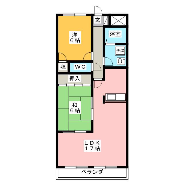 ヴィラクリモト(2LDK/2階)の間取り写真