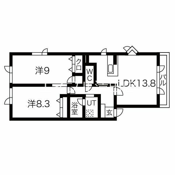 エスポワール(2LDK/3階)の間取り写真