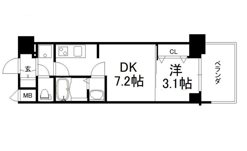 アドバンス神戸レイソレ(1DK/10階)の間取り写真