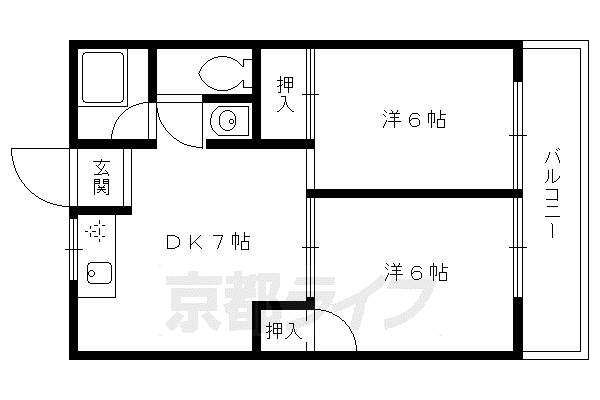 ハイツ新喜(2DK/1階)の間取り写真