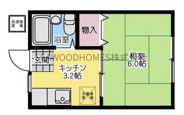 森川ハイツ(1K/1階)の間取り写真